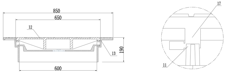 污水檢查井可調(diào)式防沉降井蓋樣式如圖